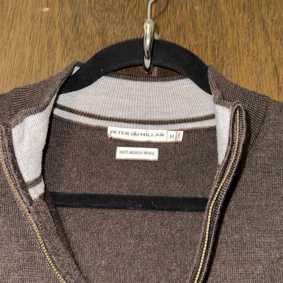 Peter Millar Brown Quarter Zip Up Sweater - Picture 3 of 7